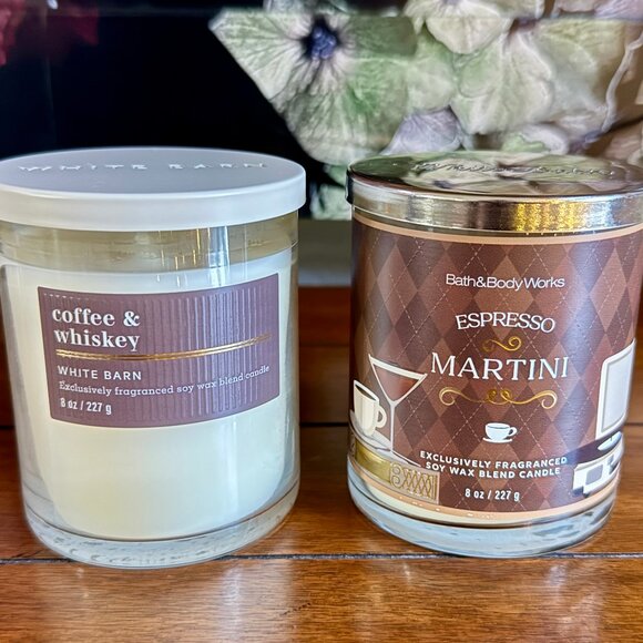 NEW 2-Pc COFFEE WHISKEY & ESPRESSO MARTINI Single Wick Candles Bath & Body Works - Picture 1 of 3